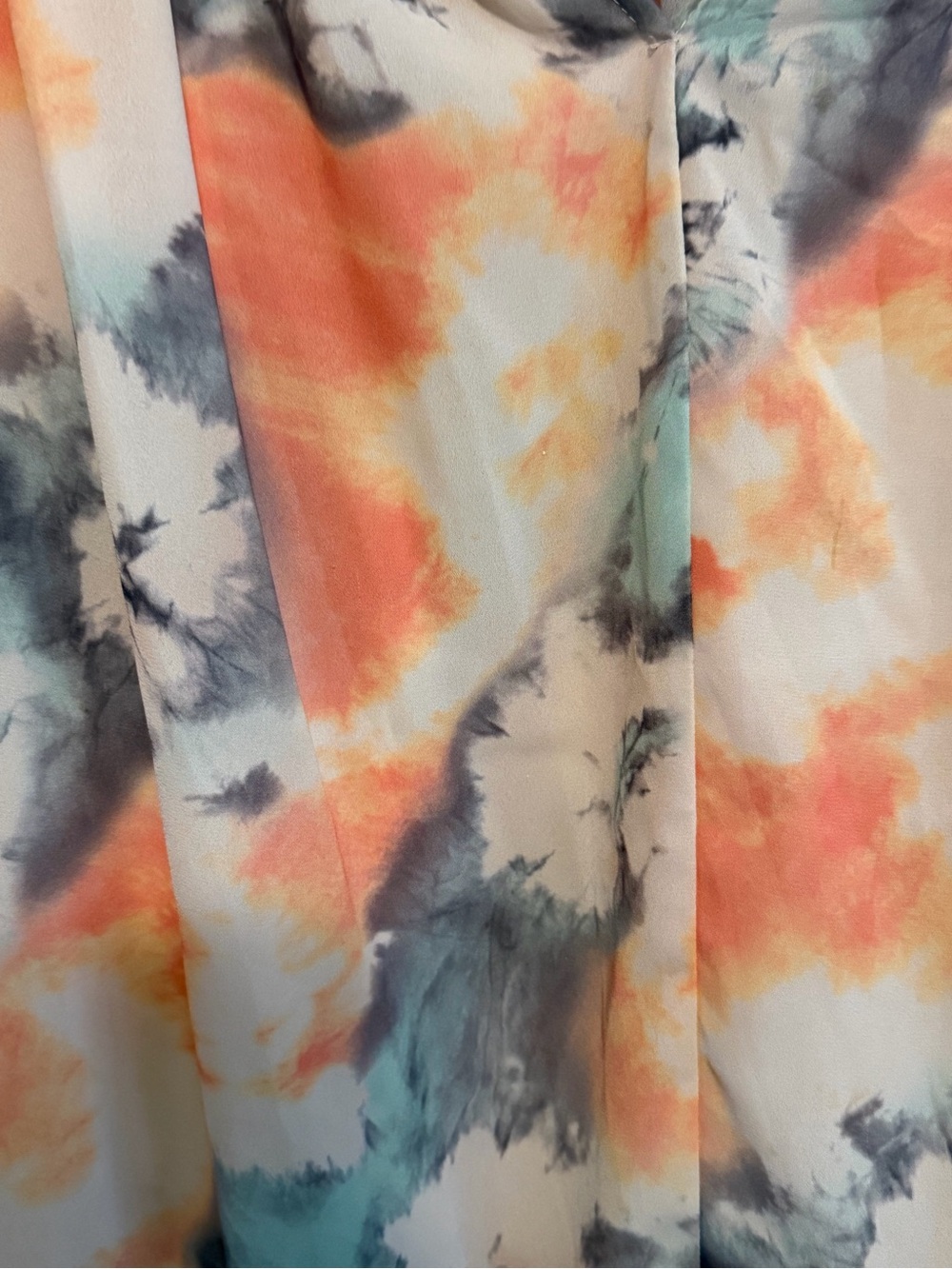 Karen Kane Tie-Dye Long-Sleeve Blouse in Coral, Gray & Mint - Picture 2 of 4